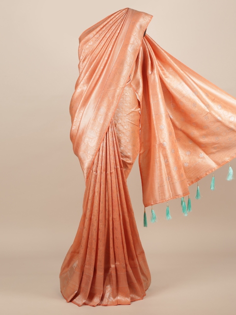 

Pothys Peach-Coloured Woven Design Jute Silk Saree