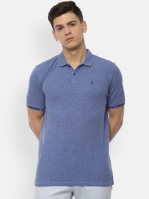 

Louis Philippe Sport Men Blue Polo Collar Slim Fit Pure Cotton T-shirt