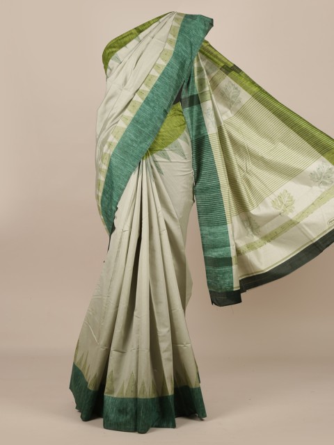 

Pothys Green Solid Jute Silk Saree