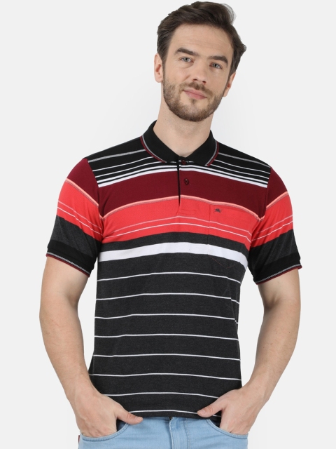 

Monte Carlo Men Maroon Striped Polo Collar T-shirt