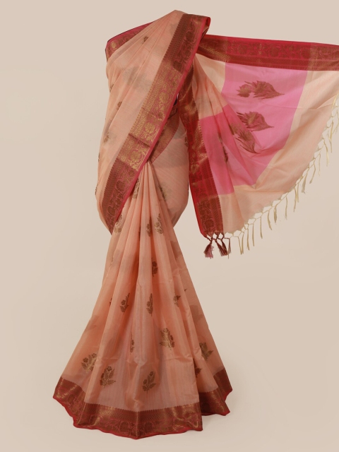 

Pothys Peach-Coloured Woven Design Cotton Blend Saree