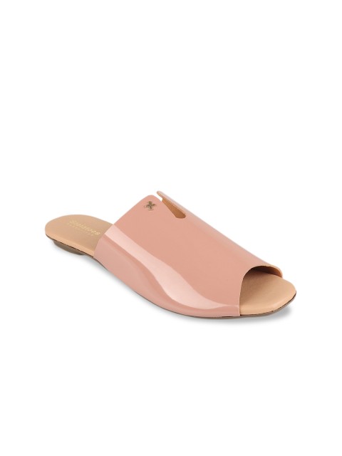 

Stelatoes Women Pink Solid Synthetic Patent Open Toe Flats