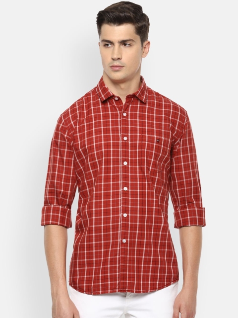 

Louis Philippe Jeans Men Red & White Cotton Slim Fit Checked Casual Shirt
