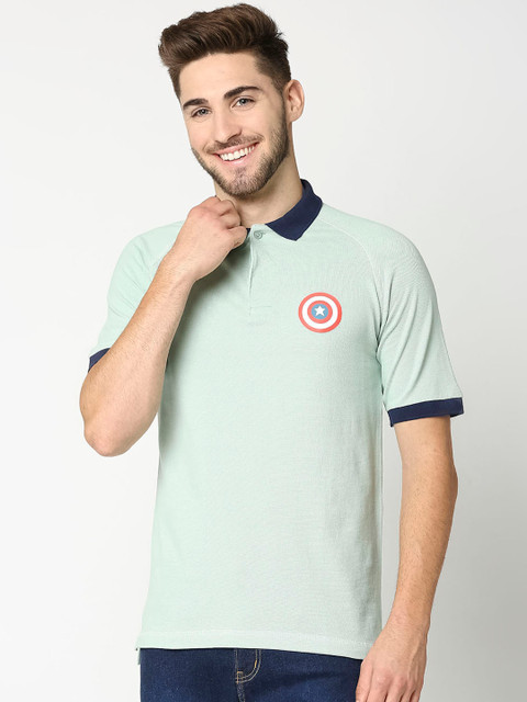 

Bewakoof Men Green Solid Polo Collar T-shirt