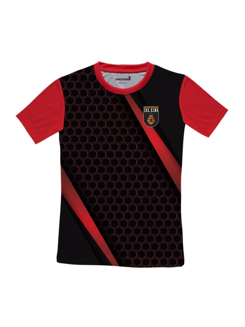 

mezmoda Black & Red Colourblocked Round Neck T-shirt