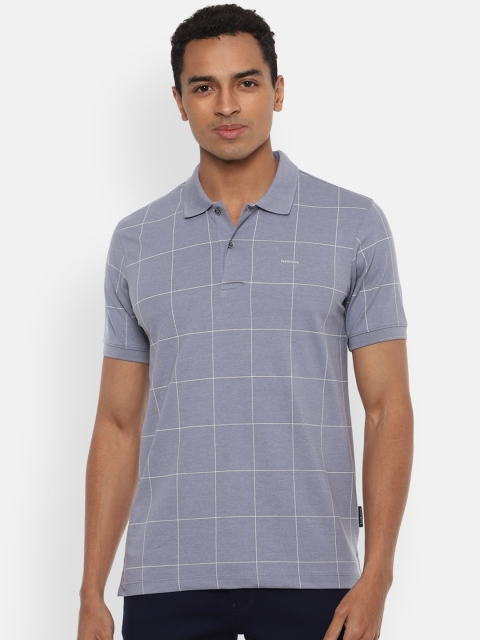 

Van Heusen Men Grey & White Checked Polo Collar T-shirt