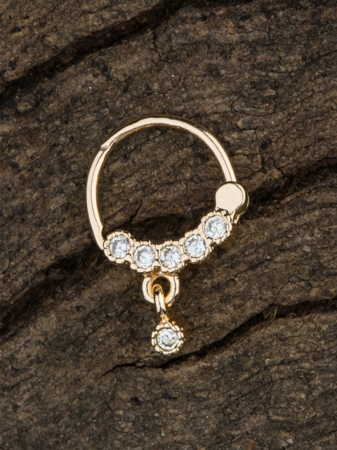 

Alankruthi Gold-Plated White American-Diamond & Cubic Zirconia-Studded Nosepin
