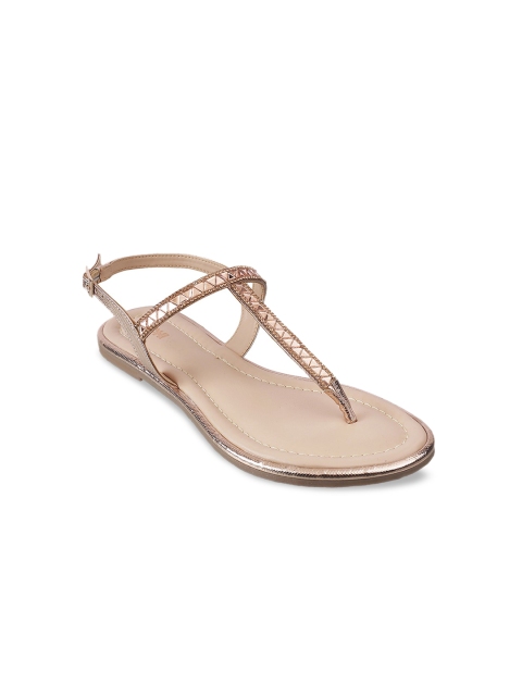

Mochi Women Tan Solid T-Strap Flats