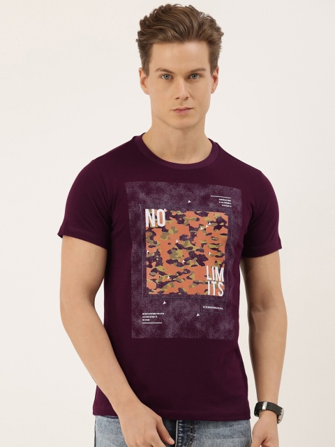 

QUANCIOUS Men Maroon Solid Round Neck Sustainable T-shirt