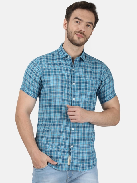 

Monte Carlo Men Blue Regular Fit Checked Casual Shirt