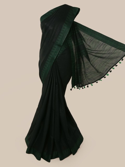 

Pothys Black Solid Linen Blend Saree