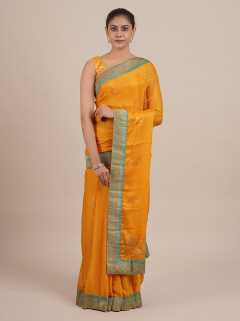 

Pothys Mustard Woven Design Poly Georgette Saree