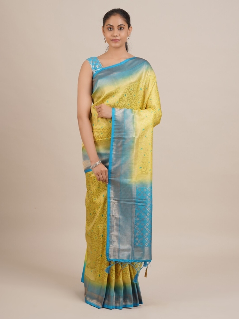 

Pothys Yellow & Blue Jute Silk Woven Design Saree