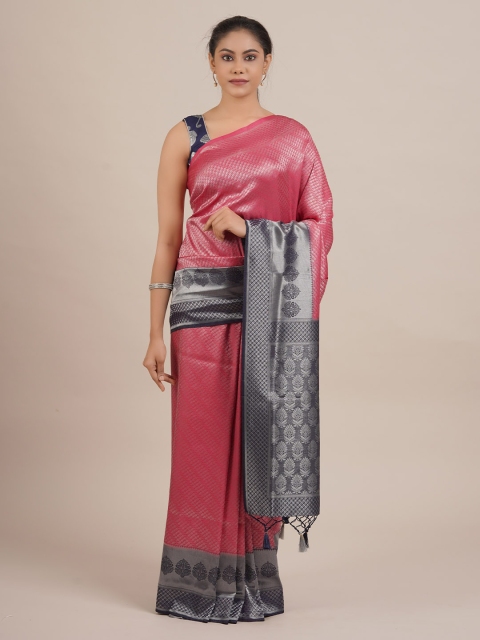 

Pothys Pink & Navy Blue Jute Silk Woven Design Saree
