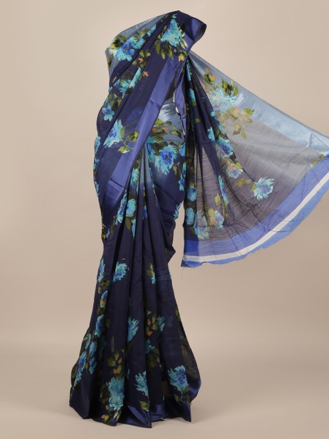 

Pothys Blue Printed Jute Silk Saree