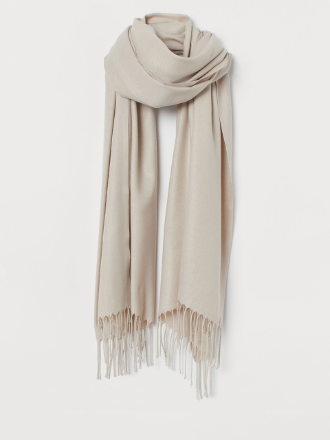 H&M Women Beige Solid Woven Scarf