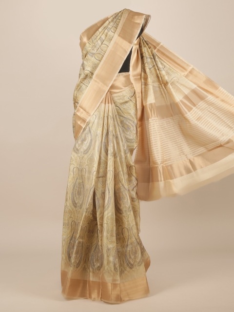 

Pothys Beige Pure Silk Printed Tussar Saree