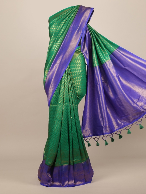 

Pothys Green Woven Design Saree With Tasseled Pallu