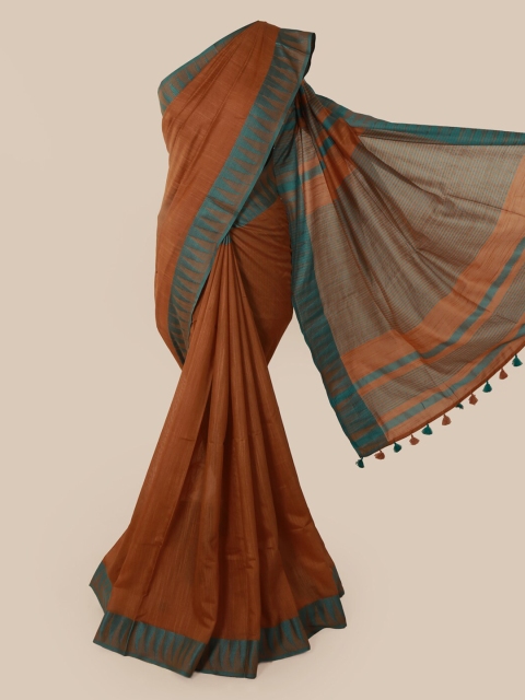 

Pothys Brown Solid Linen Blend Saree