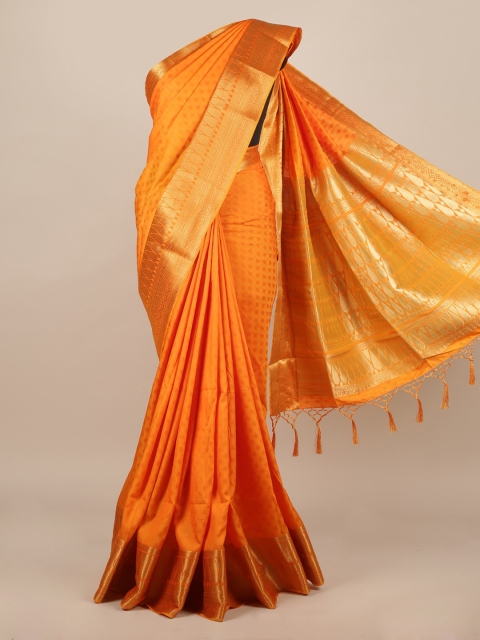 

Pothys Orange Woven Design Jute Silk Saree