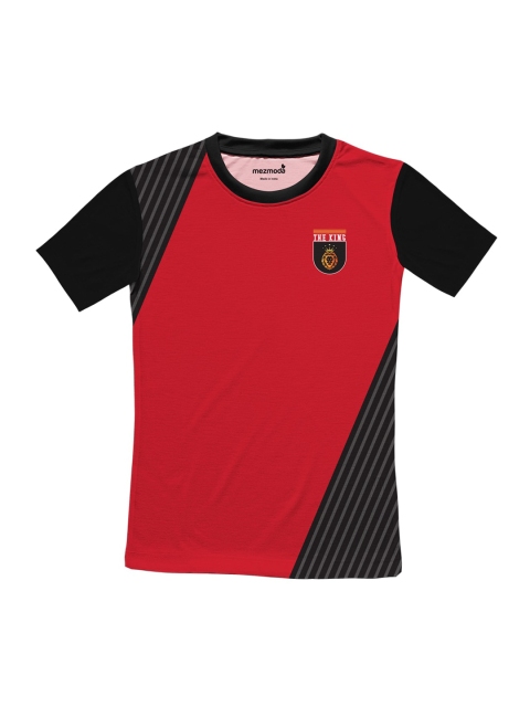 

mezmoda Boys Red Colourblocked Round Neck T-shirt