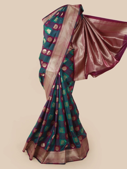 

Pothys Green & Purple Art Silk Woven Design Banarasi Saree