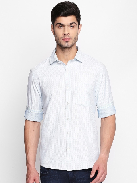 

Solemio Men White & Blue Smart Fit Printed Casual Shirt