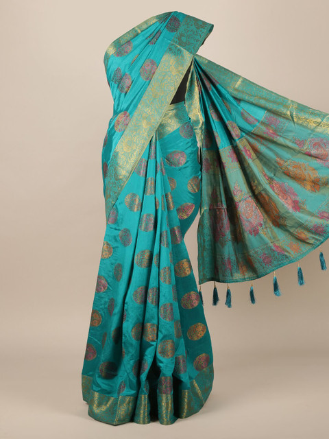 

Pothys Blue & Golden Jute Silk Woven Design Saree