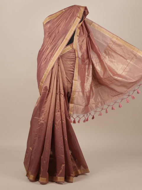 

Pothys Brown & Gold-Toned Jute Silk Solid Saree