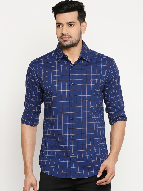 

Mufti Men Navy Blue Slim Fit Checked Casual Shirt