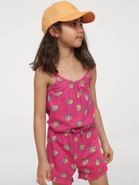 

H&M Girls Pink Printed Jersey Playsuit