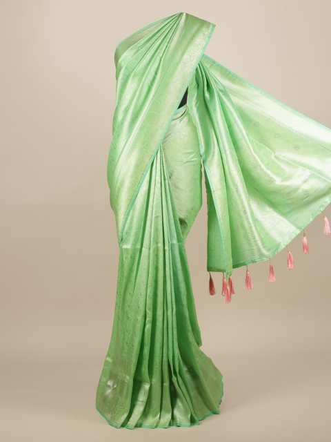 

Pothys Green Solid Jute Silk Saree