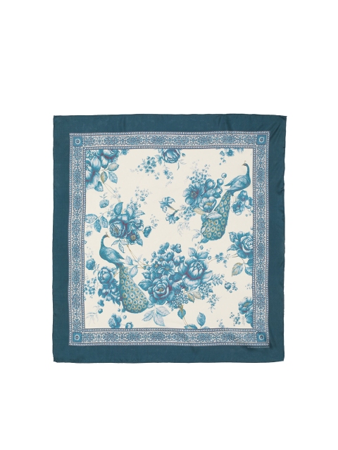 

H&M Women Blue & White Patterned Silk Scarf