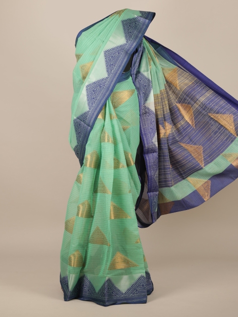 

Pothys Green Printed Jute Silk Saree