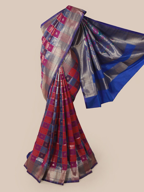 

Pothys Multicoloured Checked Art Silk Saree, Multi