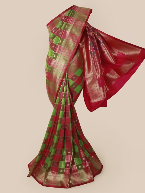 

Pothys Multicoloured Checked Art Silk Saree, Multi