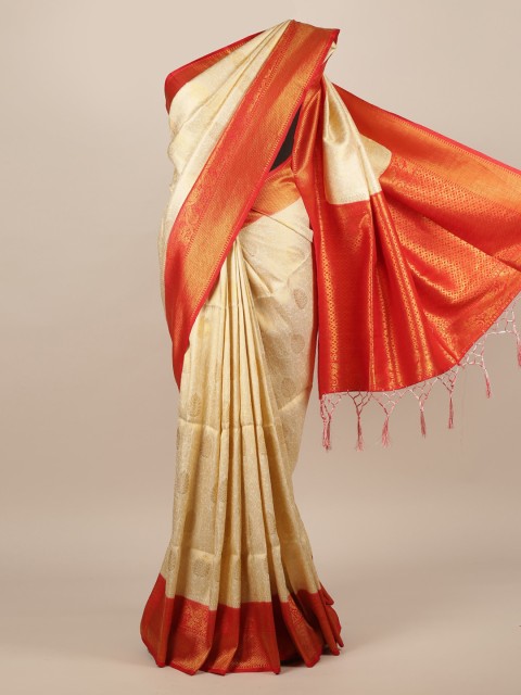 

Pothys Cream-Coloured Woven Design Jute Silk Saree