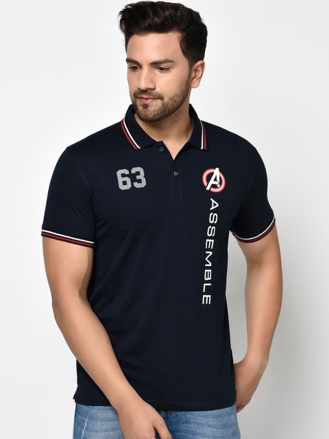 

Octave Men Navy Blue Solid Polo Collar T-shirt