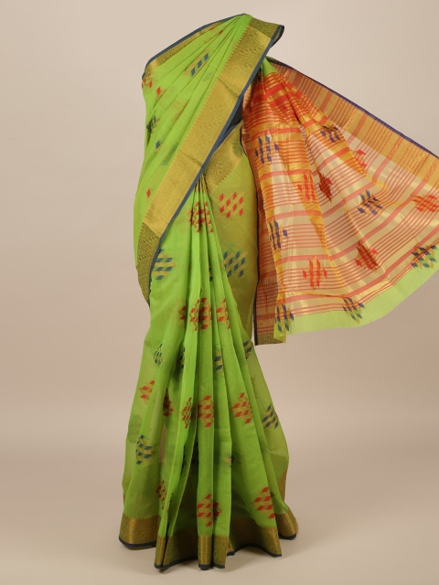

Pothys Green & Red Jute Silk Woven Design Saree