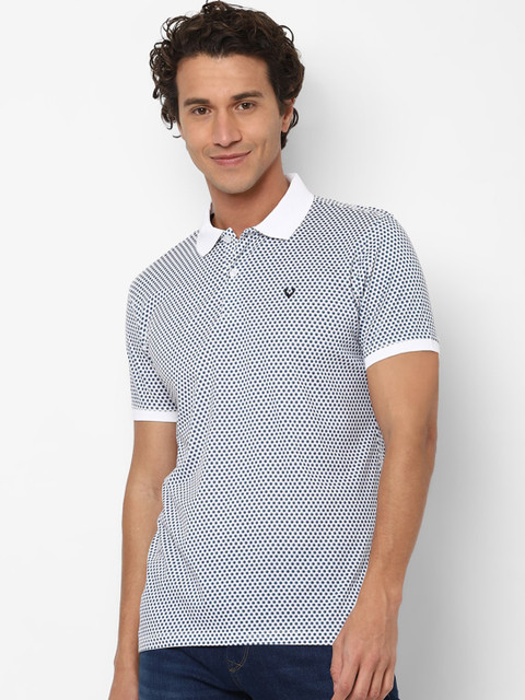

Allen Solly Men White & Navy Blue Printed Polo Collar T-shirt