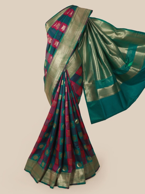 

Pothys Green & Pink Art Silk Checked Saree