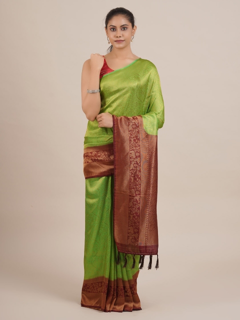 

Pothys Green & Maroon Jute Silk Woven Design Saree