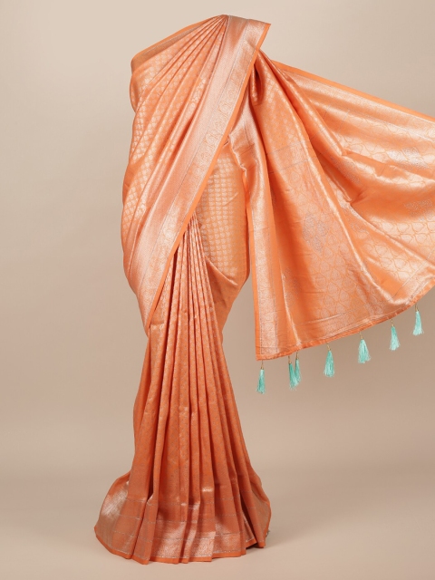

Pothys Orange Woven Design Jute Silk Saree