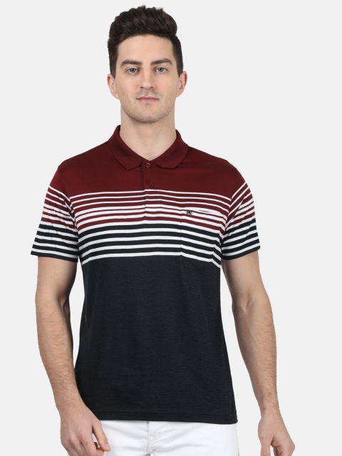 

Monte Carlo Men Maroon & Black Striped Polo Collar T-shirt