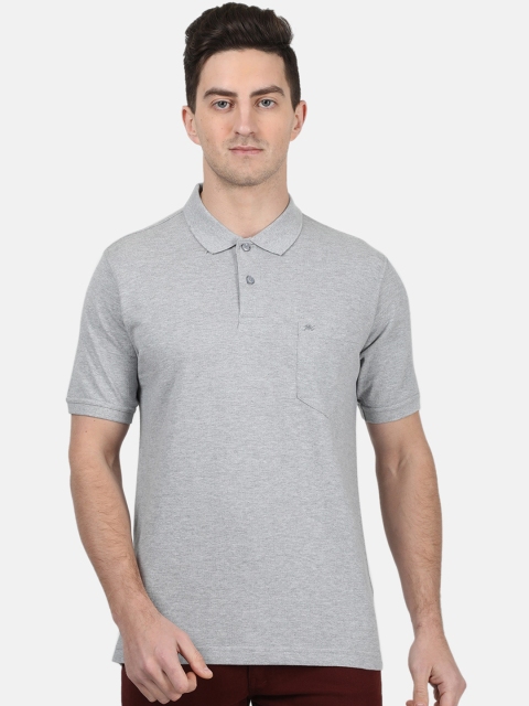 

Monte Carlo Men Grey Self Design Polo Collar T-shirt