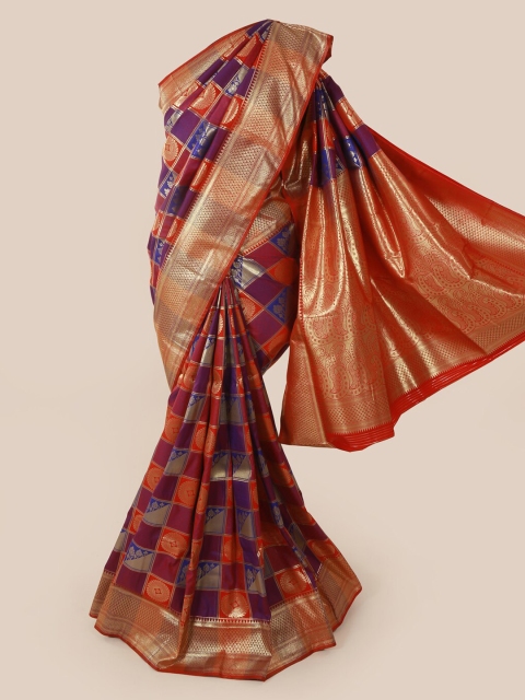 

Pothys Red & Navy Blue Art Silk Woven Design Saree