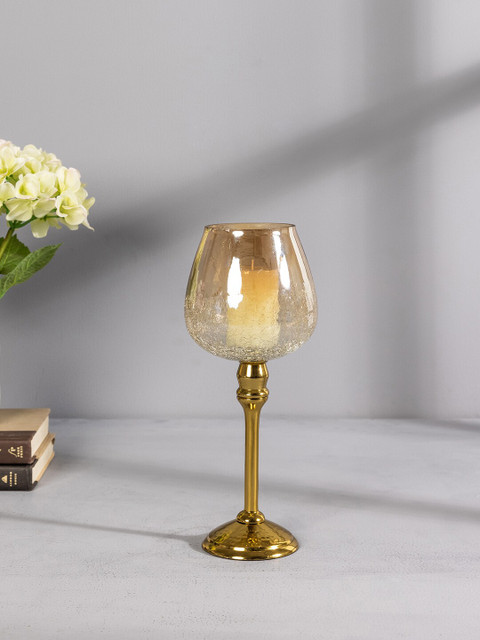

Pure Home and Living Gold-Toned & Orange Textured Small Mia Votive Candle Holder