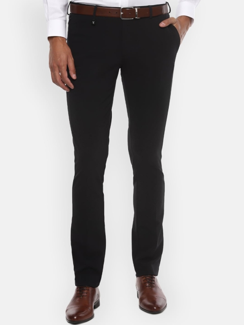 

V Dot Men Black Skinny Fit Solid Formal Trousers