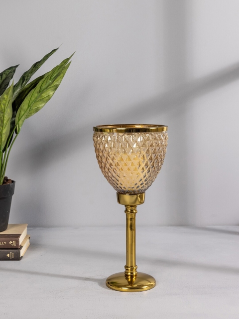 

Pure Home and Living Gold-Toned Textured Glass Hurricane Candle Holder