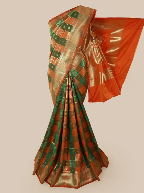 

Pothys Orange & Green Art Silk Woven Design Banarasi Saree